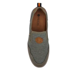 Elasticated Fabric Slip-Ons - Khaki Multi
