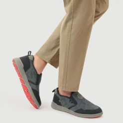 Elasticated Fabric Slip-Ons - Navy Multi