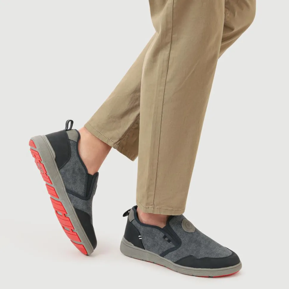 Elasticated Fabric Slip-Ons - Navy Multi