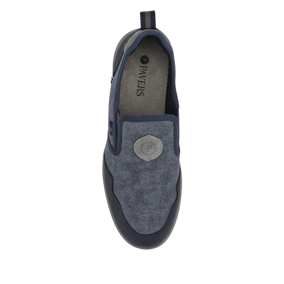 Elasticated Fabric Slip-Ons - Navy Multi