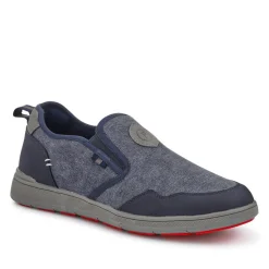 Elasticated Fabric Slip-Ons - Navy Multi