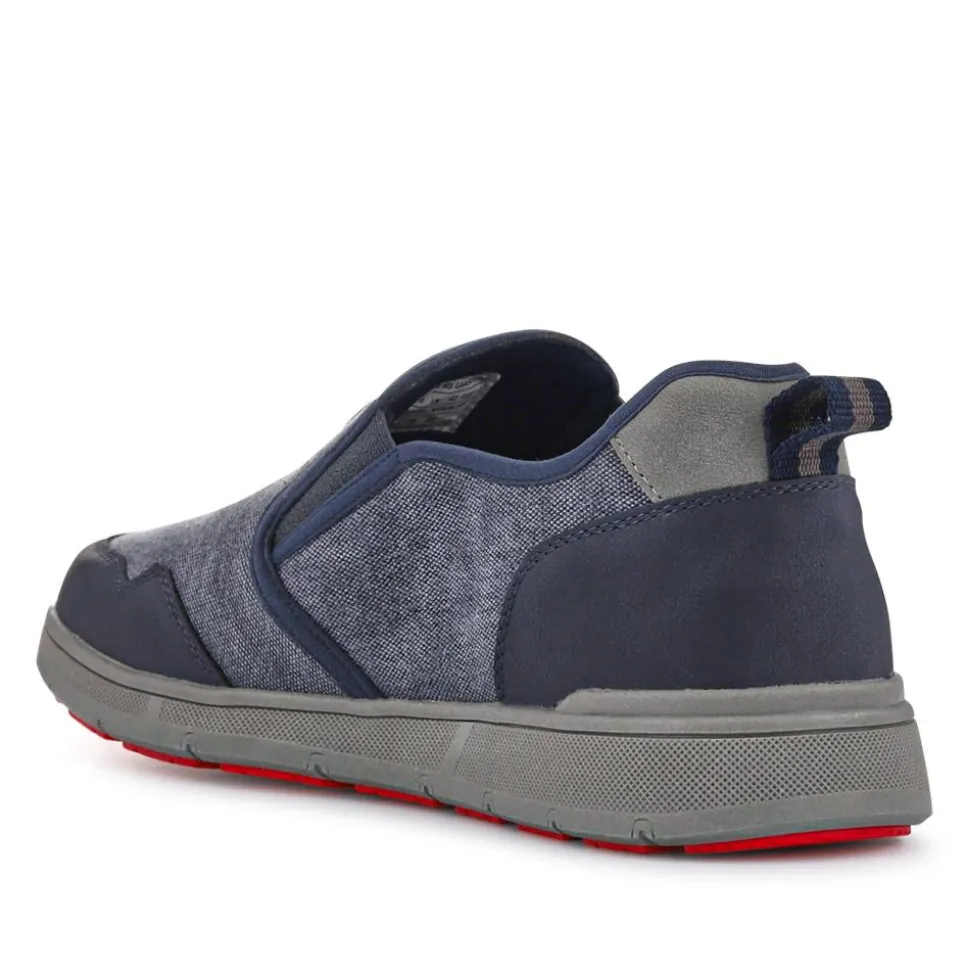 Elasticated Fabric Slip-Ons - Navy Multi