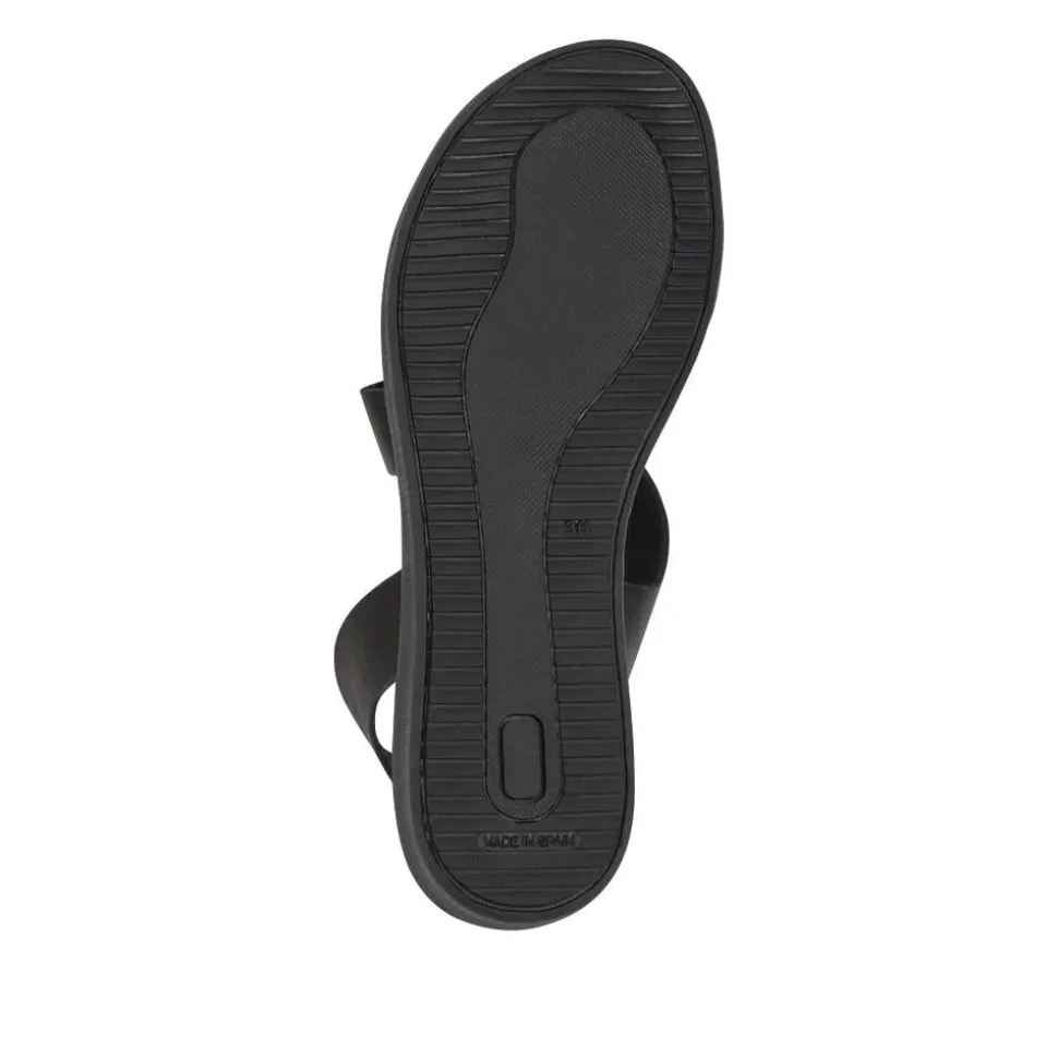 Elasticated Leather Sandals - Black