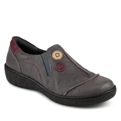 Elasticated Leather Slip-On Shoes - Grey