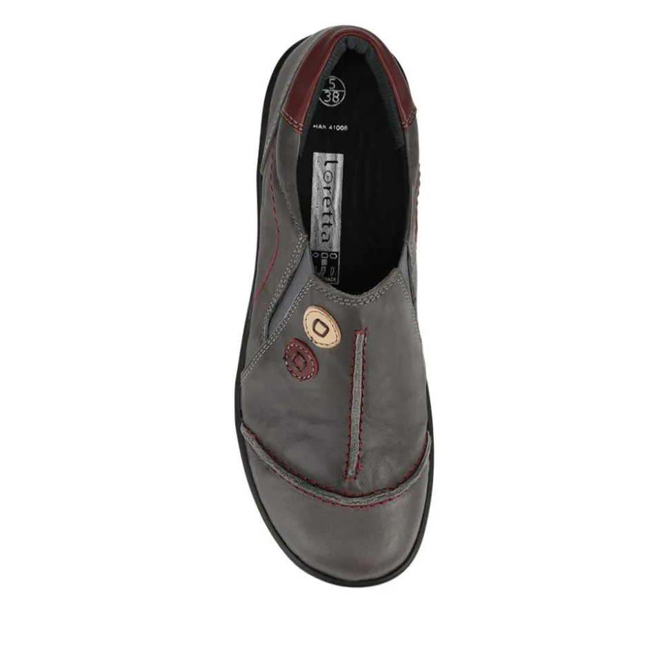 Elasticated Leather Slip-On Shoes - Grey