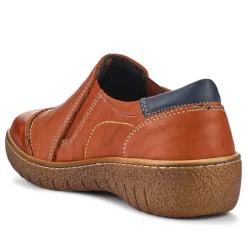 Elasticated Leather Slip-On Shoes - Tan