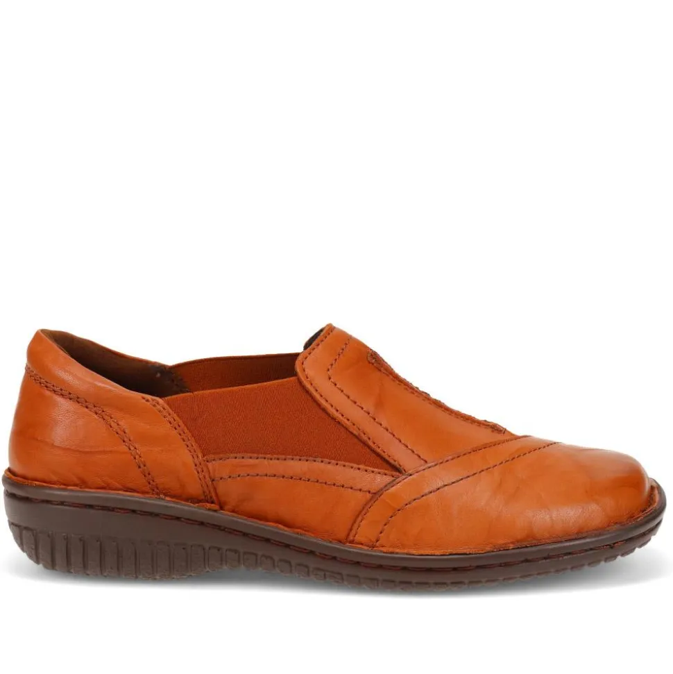 Elasticated Leather Slip-Ons - Tan