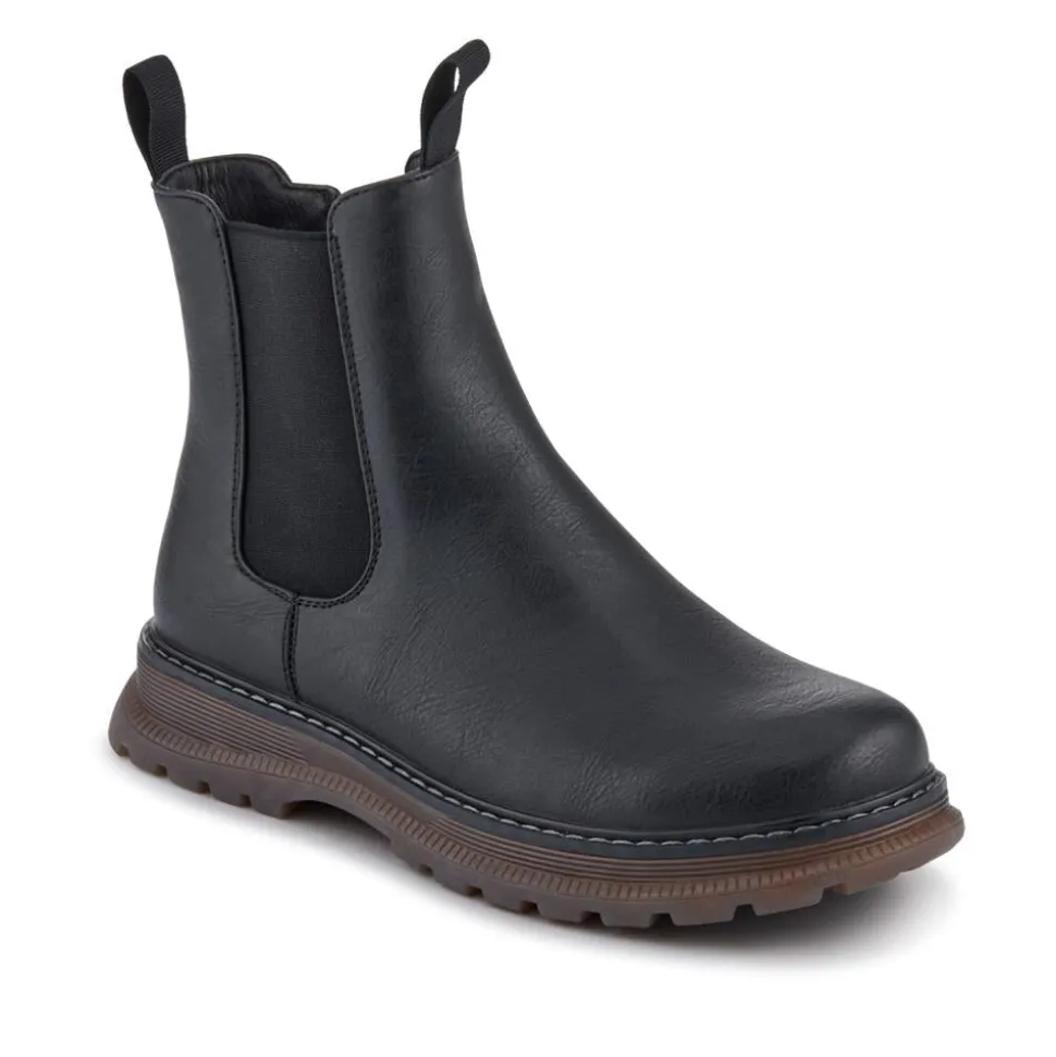 Elasticated Slip-On Boots With Inside Zip - Black