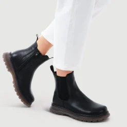 Elasticated Slip-On Boots With Inside Zip - Black