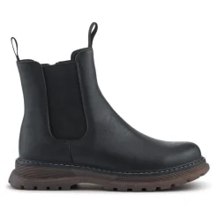 Elasticated Slip-On Boots With Inside Zip - Black