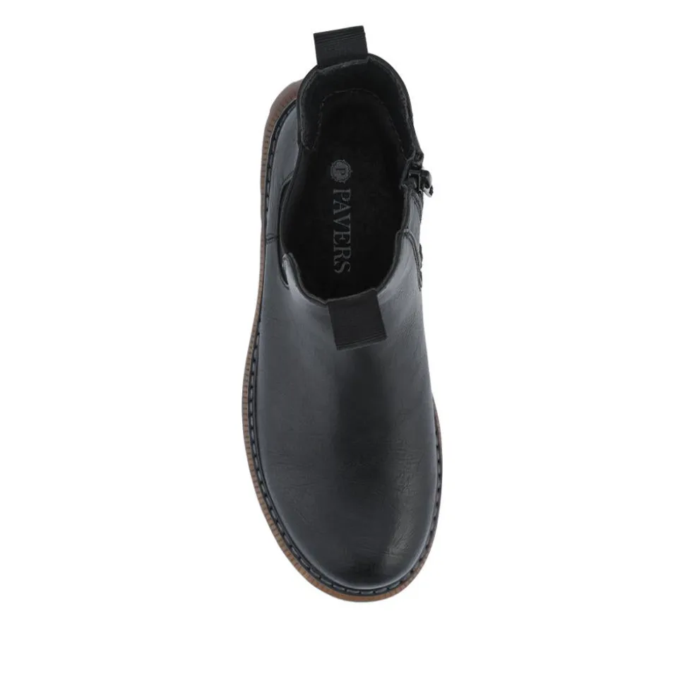 Elasticated Slip-On Boots With Inside Zip - Black