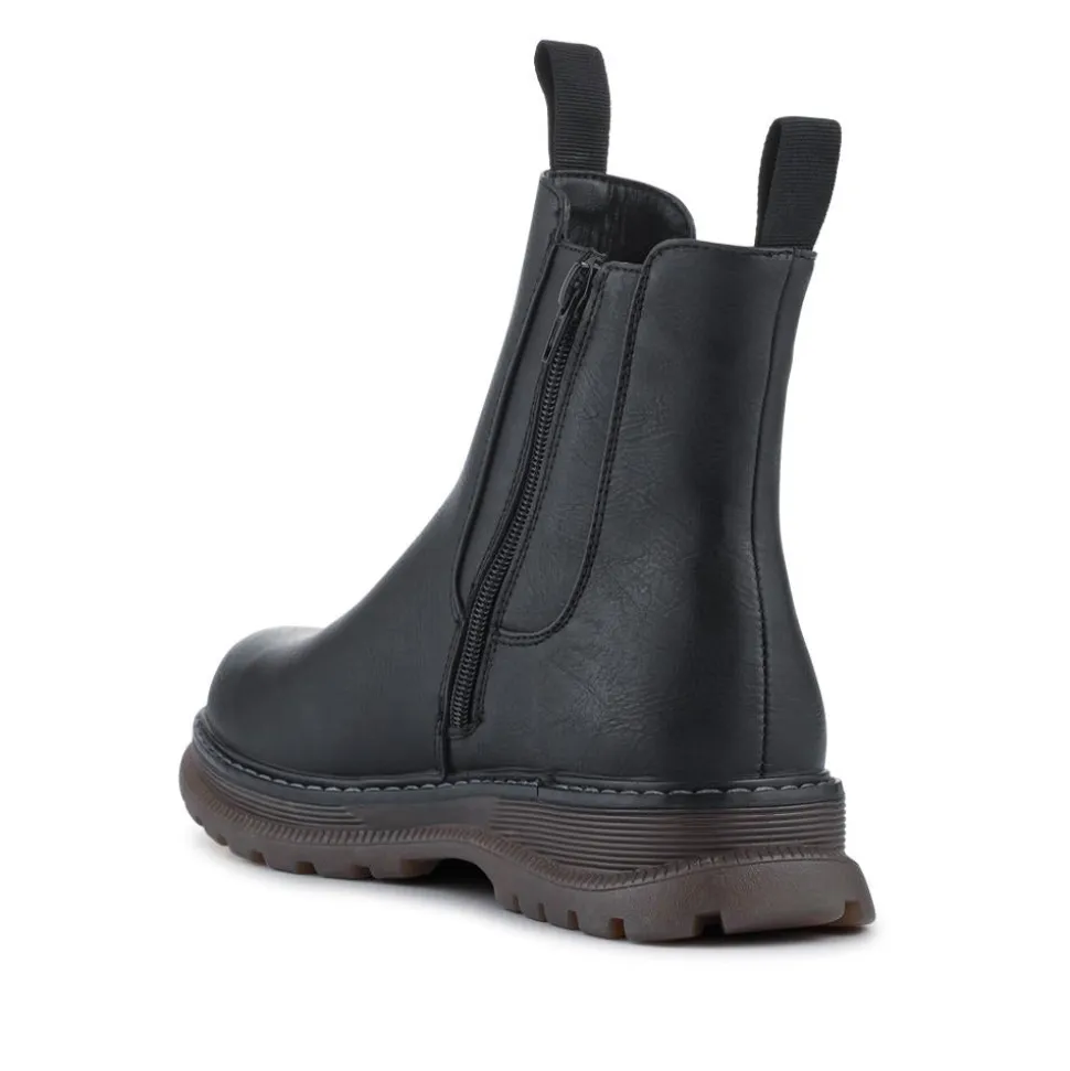 Elasticated Slip-On Boots With Inside Zip - Black