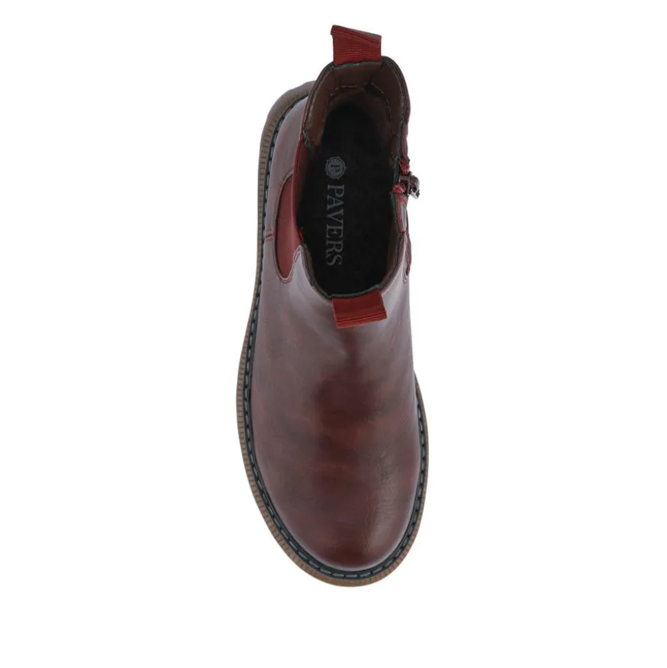 Elasticated Slip-On Boots With Inside Zip - Burgundy