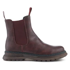 Elasticated Slip-On Boots With Inside Zip - Burgundy