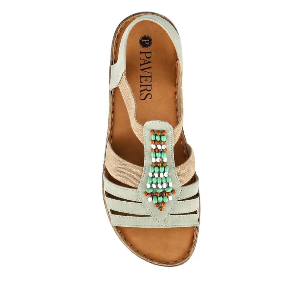 Elasticated Strappy Sandals - Green