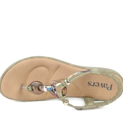 Elasticated Toe Post Sandals - Khaki