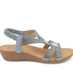Elasticated Wedge Sandals with Cushioned Insole - Blue