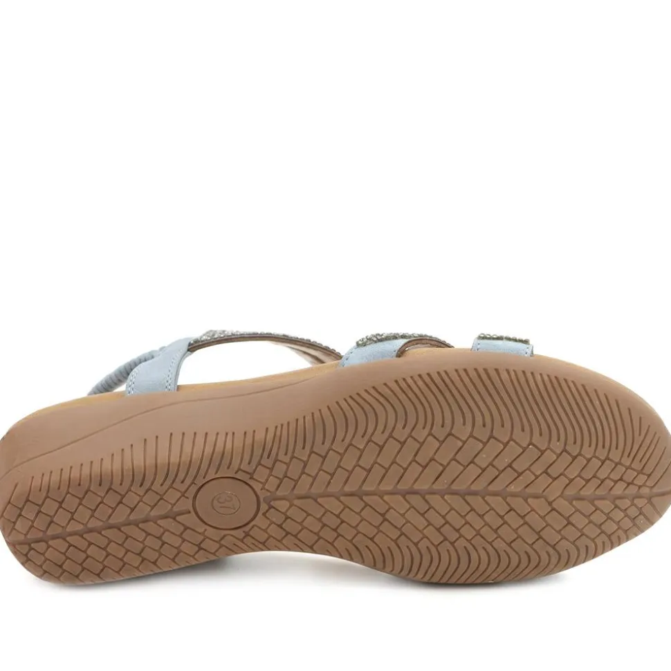Elasticated Wedge Sandals with Cushioned Insole - Blue