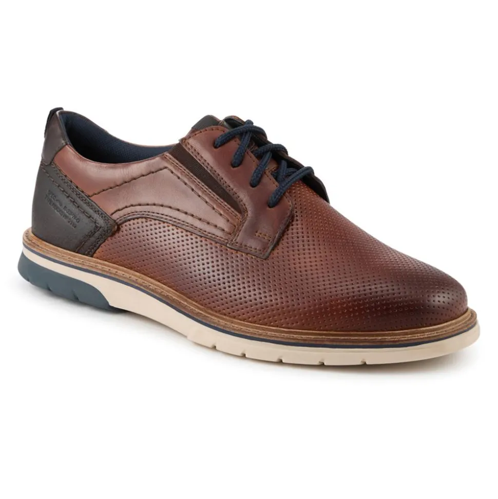 Elastic Fit Lace Up Shoes - Cognac