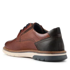 Elastic Fit Lace Up Shoes - Cognac