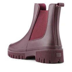 Elastic Fit Wellington Boots - Burgundy