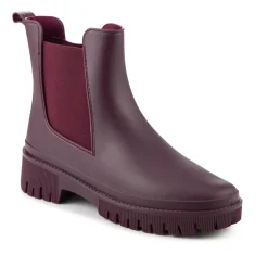 Elastic Fit Wellington Boots - Burgundy