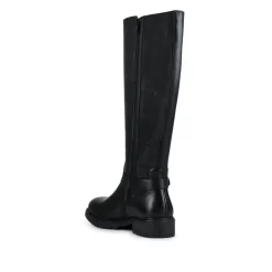 Elastic Fit Zip Up Long Boots - Black