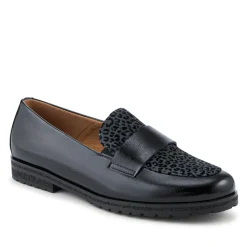 Elder Gabor Leather Loafers - Black