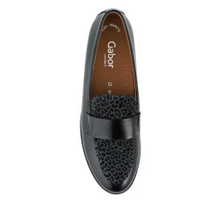 Elder Gabor Leather Loafers - Black