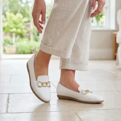 Elegant Wedge Loafers - White
