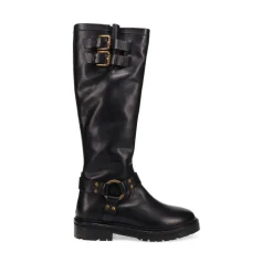 Elstree Casual Leather Long Boots - Black