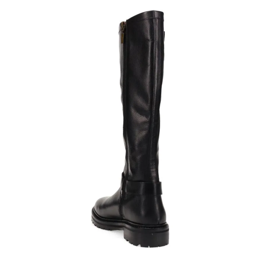 Elstree Casual Leather Long Boots - Black