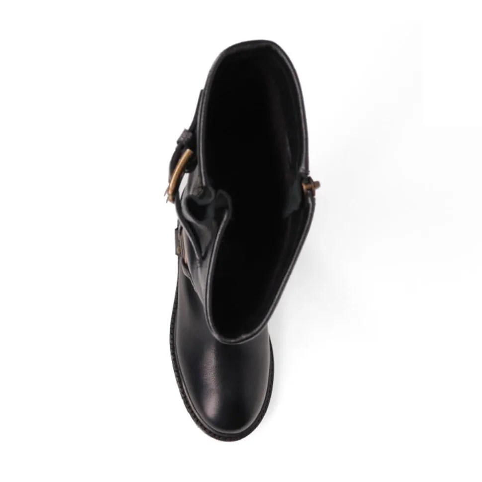 Elstree Casual Leather Long Boots - Black