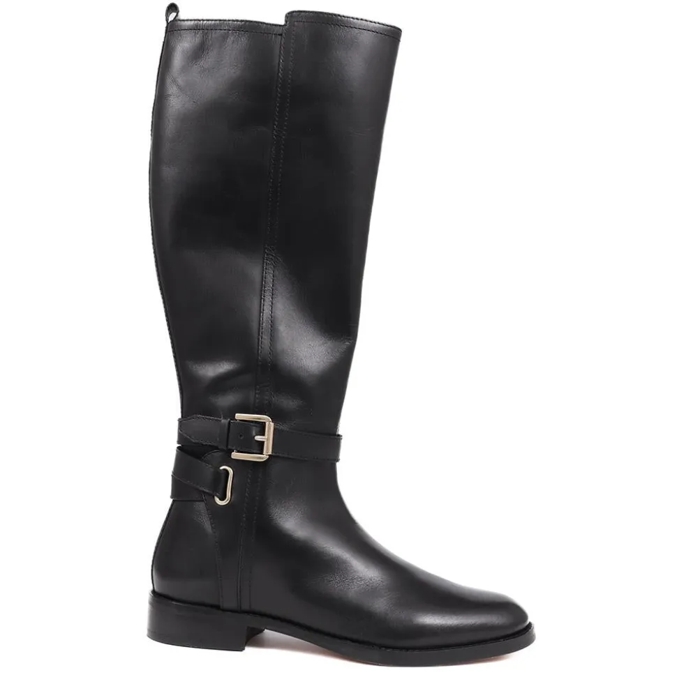 Emaline Leather Long Boots - Black