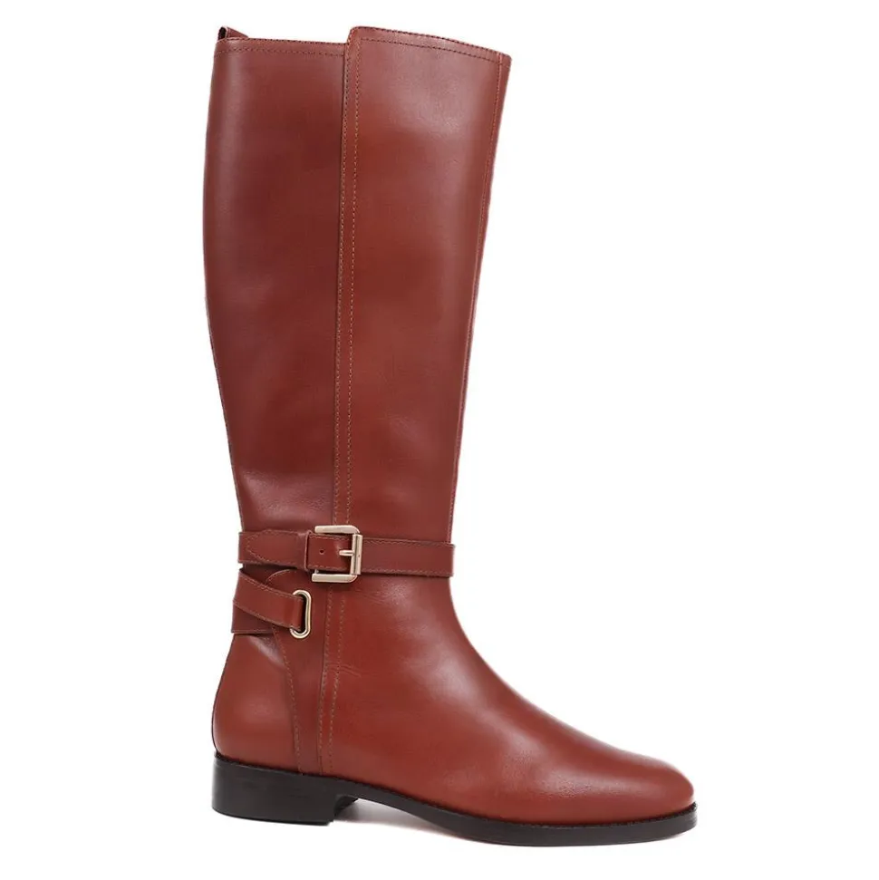 Emaline Leather Long Boots - Tan