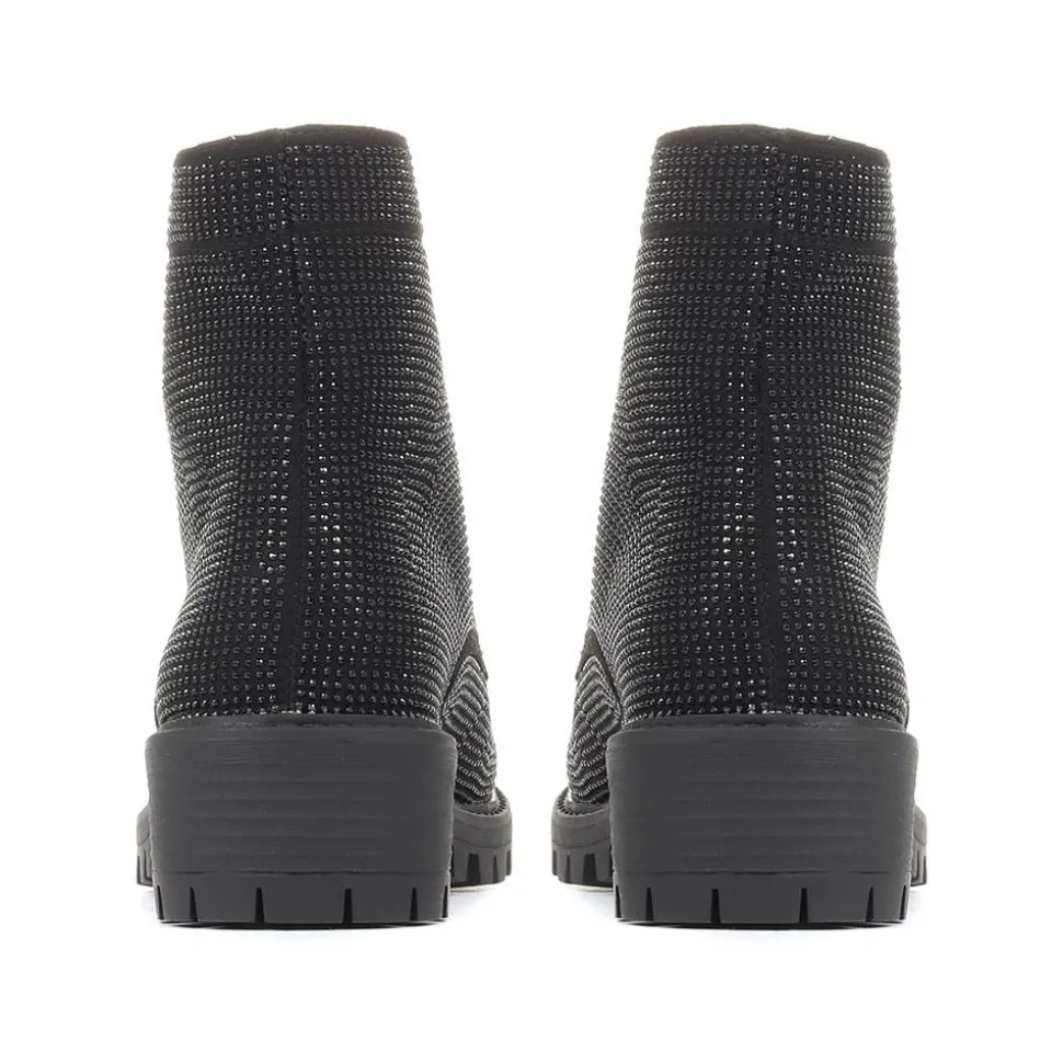 Embellished Ankle Boots - Black