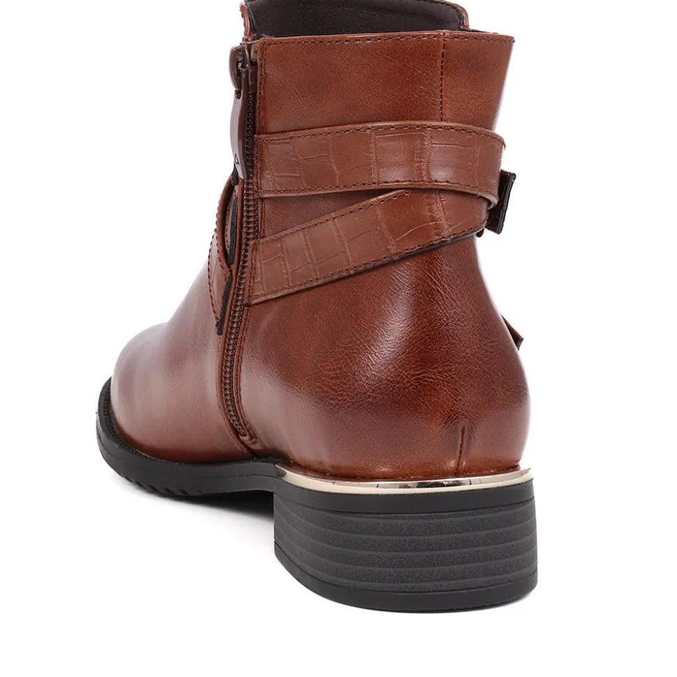Embellished Ankle Boots - Tan