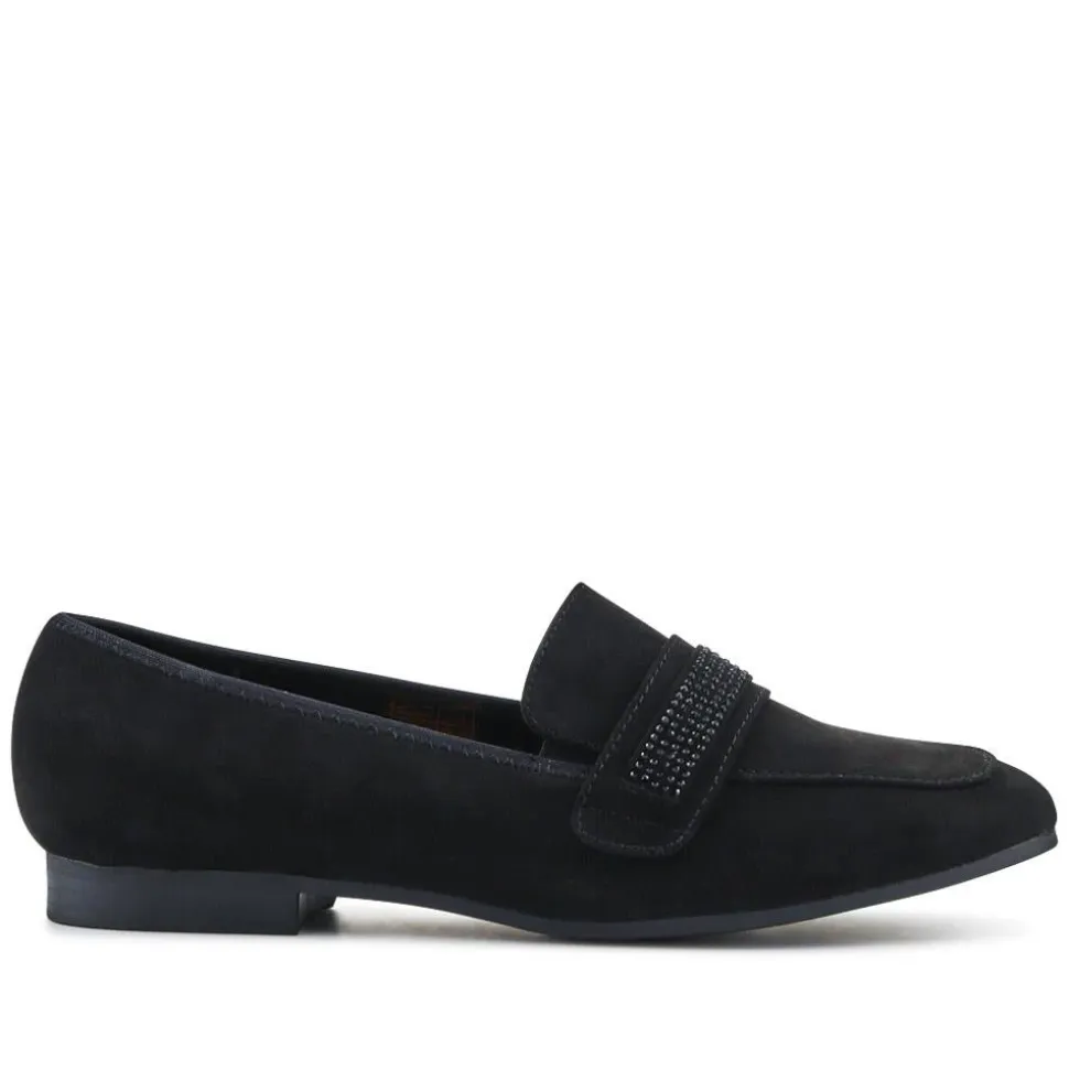 Embellished Block-Heeled Moccasins - Black