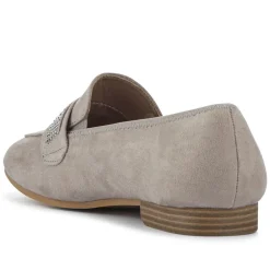 Embellished Block-Heeled Moccasins - Grey
