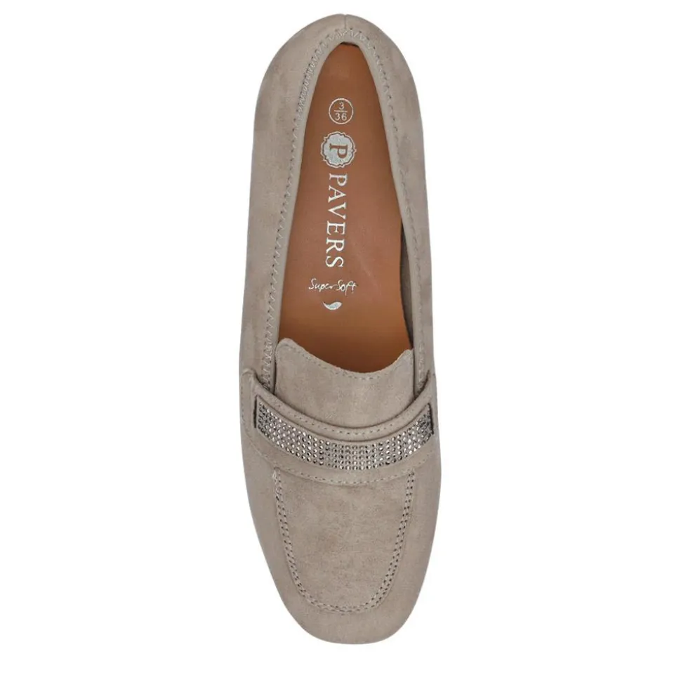 Embellished Block-Heeled Moccasins - Grey