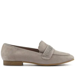 Embellished Block-Heeled Moccasins - Grey