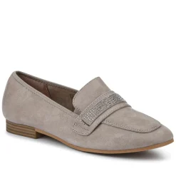Embellished Block-Heeled Moccasins - Grey