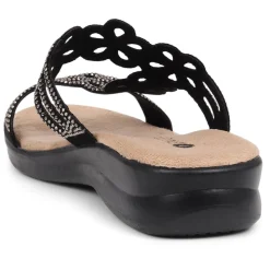 Embellished Floral Mules - Black