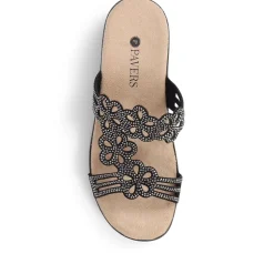Embellished Floral Mules - Black