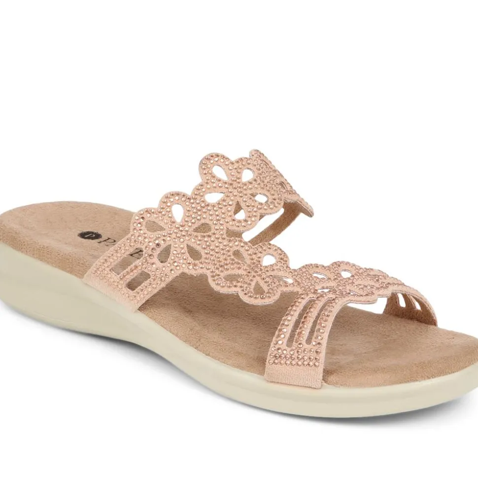 Embellished Floral Mules - Blush