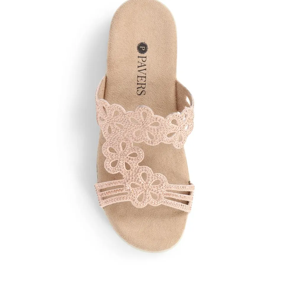 Embellished Floral Mules - Blush
