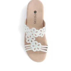 Embellished Floral Mules - Light Grey