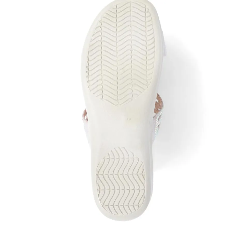 Embellished Floral Mules - Light Grey