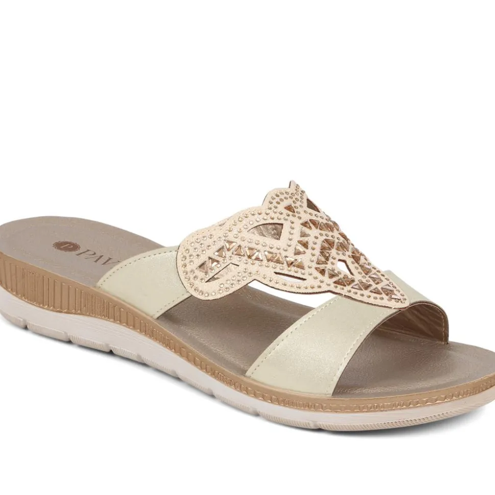 Embellished Mule Sandals - Gold