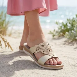 Embellished Mule Sandals - Gold